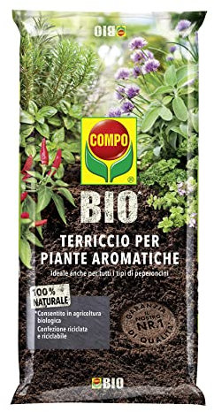 COMPO BIO Terriccio per Piante Aromatiche, Per Piante in Vaso o in Piena Terra, Consentito in Agricoltura Biologica, Sacco 10 L