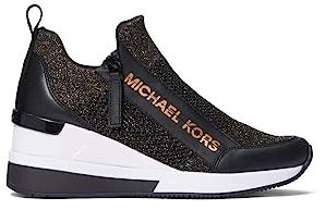 MICHAEL KORS Damen Willis Wedge Trainer Sneaker, Black Bronze, 42 EU
