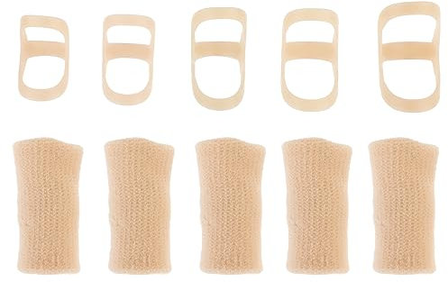 10Pcs Oval Finger Splints and Sleeves Kit, 5 Graduated Trigger Finger Splint and 5 Finger Sleeves Finger Support Brace Upgraded Finger Stabilizer Kit for Thumb Middle Ring Index Pinky(Size 5,6,7,8,9)