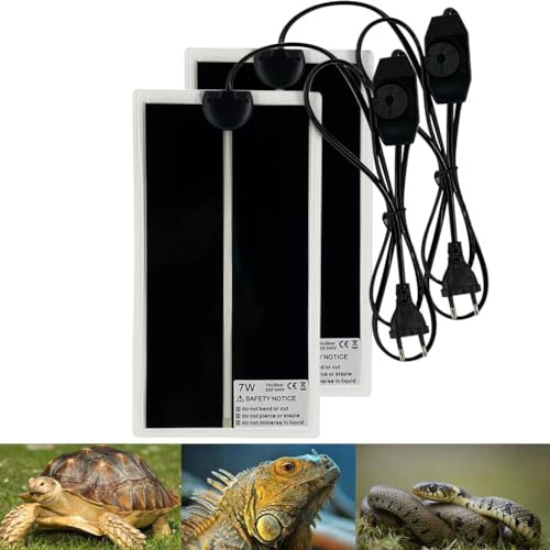 PeSandy Tappetino Riscaldanti Rettili Regolabile, 2 Pezzi Termoforo Non Adesivo per Tartaruga Serpenti Lucertola Geco Granchio Eremita - Tappetini Riscaldanti Rimovibile sotto Il Serbatoio(28x15CM)