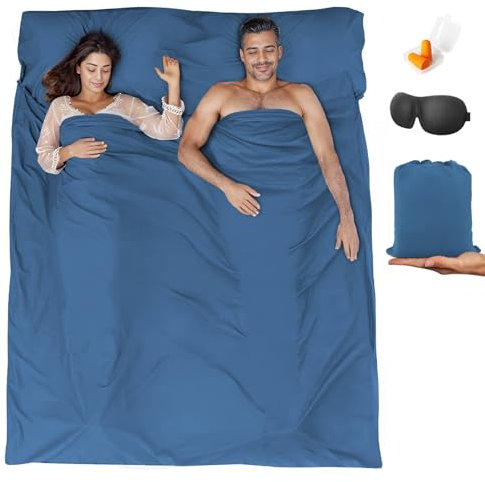 BREENHILL Doppelschlafsack-Innenfutter, Camping-Bettlaken & Reisedecke, Hostels & Reisen, Erwachsenen-Schlafsack für Rucksackreisen, Hotels, leichte Camping-Schlafsack-Einlagen
