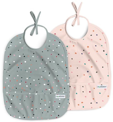 Nombear Wasserdichtes Lätzchen für Baby 6-12 Monate, 2 Packungen - Beikost Baby Zubehör, Babylätzchen für BLW
