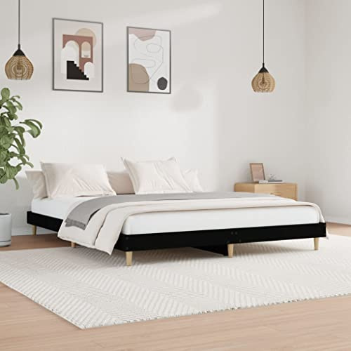 YUOTYRKTEJRSG Letto Matrimoniale Contenitore, King Size 200x200, Nero, Legno Multistrato, Adatto per Camera da Letto, Soggiorno, Balcone