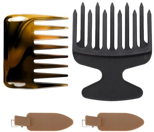 2 Pcs Lockenkamm Naturlocken, Kamm für Locken, Bernsteinfarbener Breite Zahnkämme Hitzebeständiger Kamm Grobzinkig Antistatischer Unterwegs Strähnenkamm für Haarstyling Lockiges Nasses Langes Salon