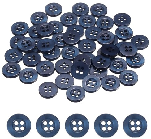 sourcing map 50pcs Sewing Button 11.5mm (0.45) 4 Holes Resin Round Craft Replacement Buttons for Clothing DIY Crafts Decoration, Navy Blue