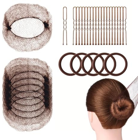 75Pcs Hair Bun Net Set Invisible Brown Hair Nets for Buns 30pcs Ballet Bun Nets with Elastic Edge Mesh 40pcs U Shaped Bobby Pins 5pcs Hairtie Hairnets for Bun for Women Girls Ballet Dancers