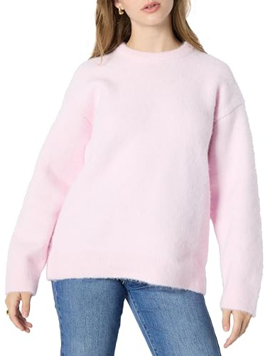 Amazon Essentials Women's Oversized-Fit Faux Mohair Crewneck Sweater, Pastel Lilac, Small