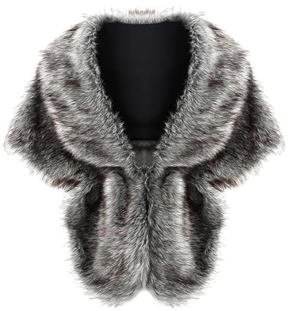 OhMill Women's Faux Fur Shawl Cape for Dresses Winter Warm Faux Furry Poncho Evening Party Shoulder Wrap Warmer