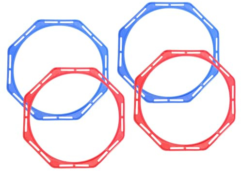 FRCOLOR Anillos de Entrenamiento de Agilidad para Fútbol y Baloncesto, Set Portátil 4 Piezas (2 Rojos 2 Azules) de 40 Cm, Aros Multifunción de Plástico PP para Velocidad y