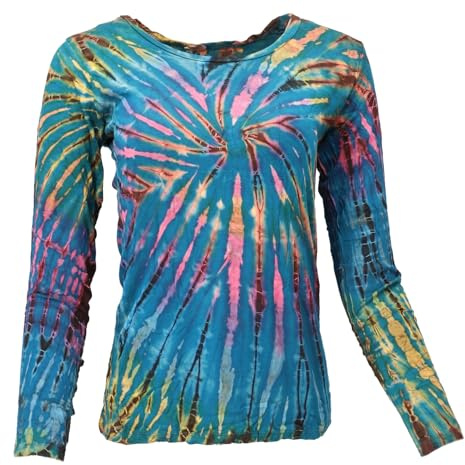 GURU-SHOP, Camisa Batik, Camisa Manga Larga, Azul, Sintético, Tamaño:38, Suéteres, Sudaderas de Manga Larga