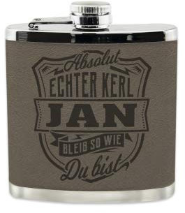 History & Heraldry Echter Kerl Flachmann Jan - individuell und personalisiert mit Gravur, Name und Spruch