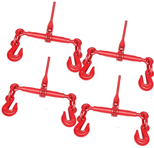 GPOAS 4-pack spärrkedja bindemedel, 1/4 till 5/16 tum lastpärmar 1 179 kg arbetsbelastningskapacitet, brottstyrka 1400 kg slitstark spärrtyp pärm spärrhake boomer till lastbil platt släpvagn