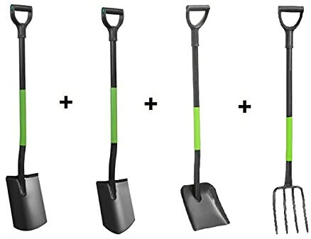 Gärtnerspaten Powerweld Rund und Gartnerspaten Spitz Schaufel, Grabegabel Gabel