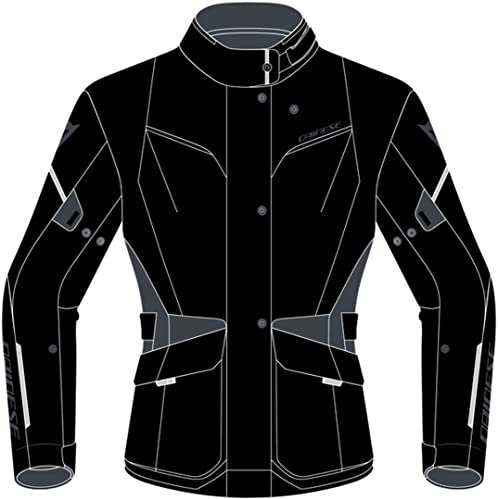 Dainese - Tempest 3 D-Dry Lady, Giacca da Donna Moto Touring, Giacca Impermeabile, Fodera Termica Rimovibile, Protezioni su Spalle e Gomiti, Nero/Nero/Ebano, 46
