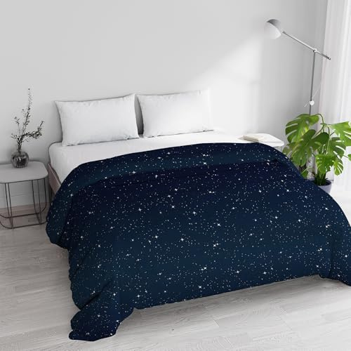 Trapunta Invernale Imbottita Letto Matrimoniale 250x245cm DoubleFace BASIC fantasia STARS, Made in Italy - Piumino Reversibile in morbida Microfibra 200gr/mq - Piumone Lavabile in Lavatrice