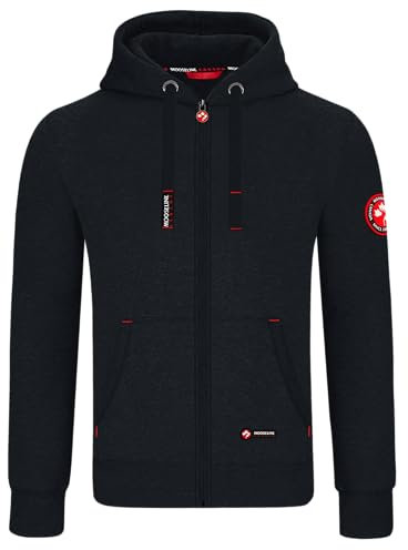 MOOSELINE V1 Herren Sweatjacke Kapuzenjacke Trainingsjacke Hoodie mit Reißverschluss Sweat Jacke (L, schwarz)