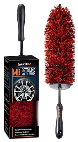 Suds Lab WB Premium Detailing Wheel Brush for All Vehicle Types – 17.7 Ultra-Soft and Scratch-Free Reusable Rim, Wheel, and Tire Brush for Deep Cleaning