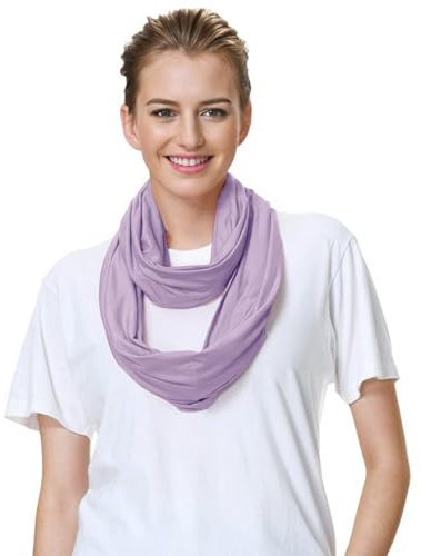 Lina & Lily Premium Modal Jersey Knit Women's Infinity Scarf Loop Lightweight (Lavender)