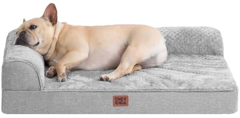 EHEYCIGA Orthopedic Dog Bed Medium Size Dogs, Memory Foam Dog Bed with Washable Removable Cover, Waterproof Pet Sofa Couch for Crate with Nonskid Bottom, 30x20x6, Grey