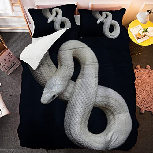 Girls Duvet Covers King Animal Snake Beds - Super Soft Anti-Allergy 3 Piece Include 3D Printed Duvet Covers Fitted Bed, 2 Pillow Case 50X75Cm - All Season Bedding 230X220 Cm