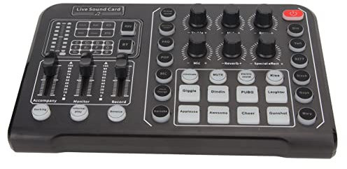 M6 DJ Mixer mit Effekten, Professionelle Soundboard Konsole, Unterstützt 99% der Apps, One Key Rauschunterdrückung, Audio Mixer in Schwarz für DJ Streaming, Karaoke Podcast