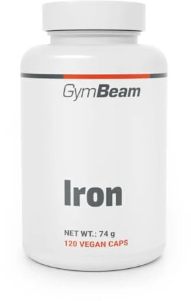 GymBeam Hochdosiertes Eisen - Hochdosierte Eisentabletten, essentieller Mineralstoff für rote Blutkörperchen & Hämoglobin, unterstützt Sauerstofftransport & Immunsystem, 120 caps