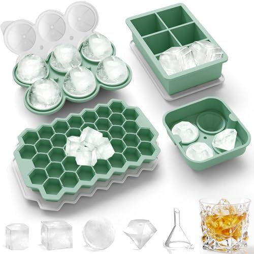 Eiswürfelform Silikon Eiswürfelbehälter mit Deckel - 4er-Set, leicht zu lösen, geeignet für Whisky-Cocktails und Säfte usw, LFGB-geprüft und BPA-frei