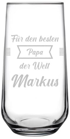 polar-effekt Bicchiere da long drink da 470 ml con incisione per il miglior papà – bicchiere personalizzato con nome – ideale per acqua, succo e bevande – regalo per la festa del papà