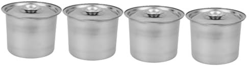 Amosfun 4 Pièces Boîte à Glace En Acier Inoxydable Bac à Glace Pots De Crème Glacée Conteneurs De Stockage Pour Congélateur Porte-glace Conteneurs De Stockage De Crème Glacée