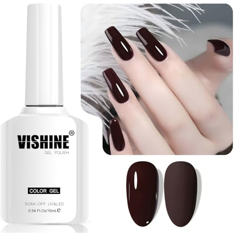 Vishine - Semi-permanentes Gel-Nagellack Rot Malve, 1 Stück 16ml Soak-Off UV LED Nagellack Gel für Nail Art DIY und Maniküre zu Hause, Farbe L358 Rot Malve Dunkel