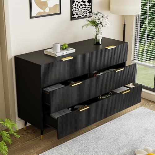 KAZZIO Elegante credenza dal design moderno, cassettiera con cassetti e molto spazio (nero)