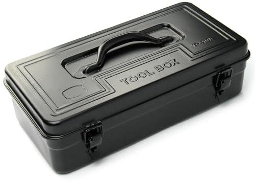 ZEHN TOOLS Boîte à outils vintage en métal avec poignée de transport en acier Noir satiné