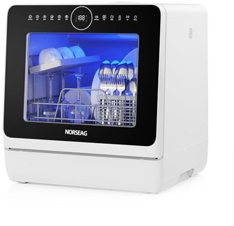 Mini Geschirrspüler – Tragbarer Tischgeschirrspüler mit 10 Programmen, 5L integriertem Wassertank, 3 Maßgedecken, Touch-Control & LED-Display, Überlaufschutz, für Küche, WG, Camping [Energieklasse D]