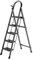 Trittleiter aus Stahl, 5 Stufen, Tritthocker, faltbar, Leiter mit rutschfesten Füßen, max. 150 kg, 152 x 87 x 39 cm – 5 Stufen (schwarz)