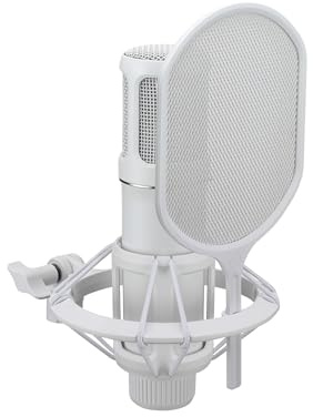 YAMAHA YCM705 Micrófono de condensador – Calidad de estudio, gran diafragma de 1, PAD -10/-20 dB, filtros low-cut, respuesta de frecuencia 20 Hz–20 kHz, alta tolerancia SPL – Blanco
