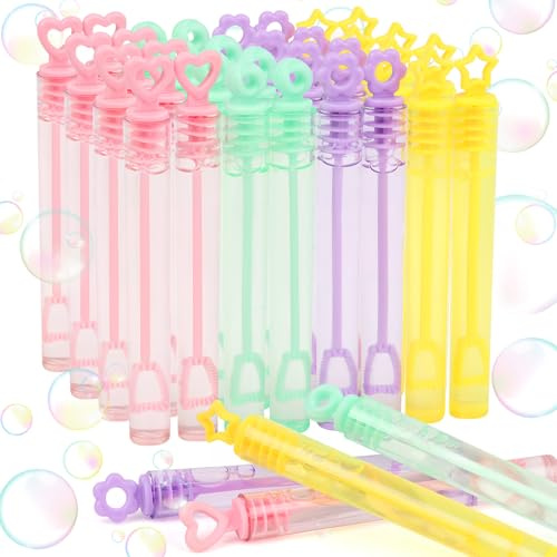 JOFONY 36 Pack Pack Mini Bubble Wands Bulk for Kids,Pastel Bubble Wand Sticks for Party Supplies Birthday Decorations Gift Bag Stuffers Carnival Prizes