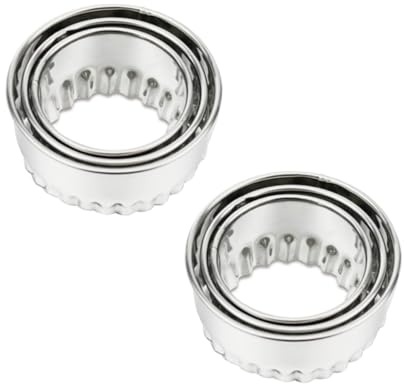 TOPBATHY 3 Piezas Molde Cortapastas de Acero Inoxidable para Empanadillas Cortador de Masa con Ondulado para Donas Muffins Scones y Pan Herramienta Ligera y Duradera para Cocina