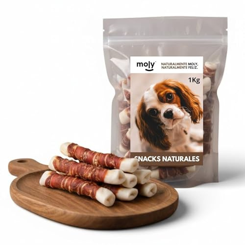 MOLY Snack para Perros Delicioso de Pato 100% Natural 1Kg | Premio para Mascotas Extra Grande, Jugoso y Rico en Proteinas | Facil Digestion y Cuidado Dental