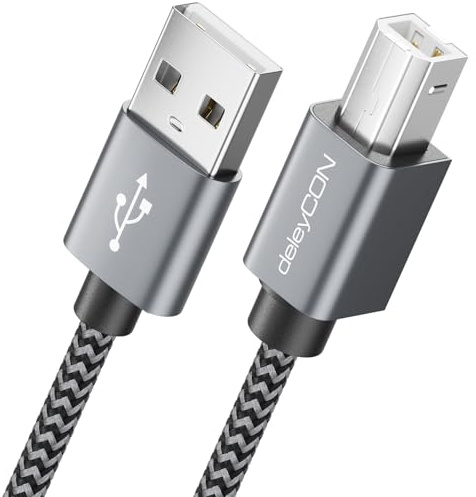 deleyCON 3,0m USB 2.0 Cavo Stampante Scanner USB A a B Connettore per Stampante Laser Scanner Printer MIDI Copiatrice Multifunzione