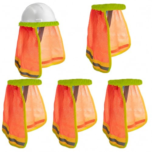 Housoutil 5PCS Parasol Para Casco De Obra, Cubierta De Sombrero Reflectante Con Protector De Cuello, Visera De Malla Transpirable Para Jardinería, Construcción Y Operaciones De Seguridad Al Aire Libre
