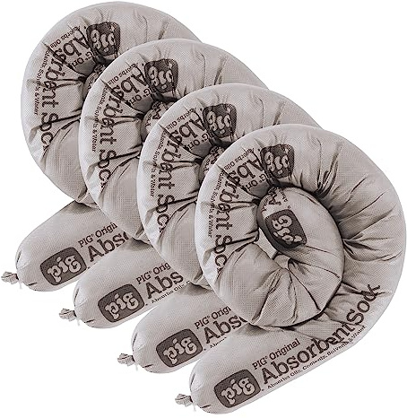 PIG Original Absorbent Sock - Oil Absorber Snake - 4-Pack - 3 x 42 - Gray - PM50011