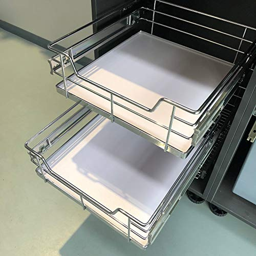 2 x FITTINGSCO Pull-Out Solid Base Baskets Kitchen Base Larder Units Storage Organiser 300-600mm Soft Close Integration (to Suit 300mm Cabinet)