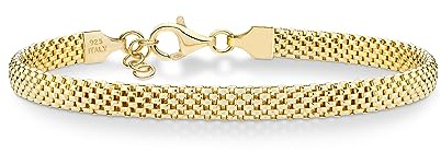Miabella Gold Plated 925 Sterling Silver Italian 5mm Mesh Link Chain Bracelet for Women, Made in Italy (Length 6.5 Inches)