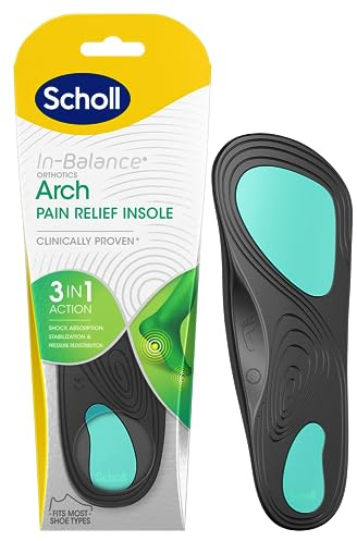 Scholl In-Balance Orthotics Arch Support Insoles for Men and Women-Helps to Alleviate Discomfort from Fallen Arches, Orthopaedic Inserts with Pressure Redistribution, Shock Absorption, Motion Control