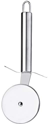 Coupe-pizza KADAX en acier inoxydable de haute qualité, rouleau à pizza avec boucle de suspension, protection des doigts et molette tranchante gâteau, couteau à pizza avec manche robuste, argent