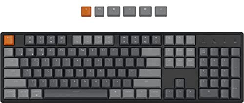 Keychron K10 RGB Full Size Layout Hot-Swappable Mechanical Keyboard for Mac Windows, Multitasking 104-Key Bluetooth Wireless/USB Wired Gaming Keyboard with Keychron Super Red Switch Aluminum Frame