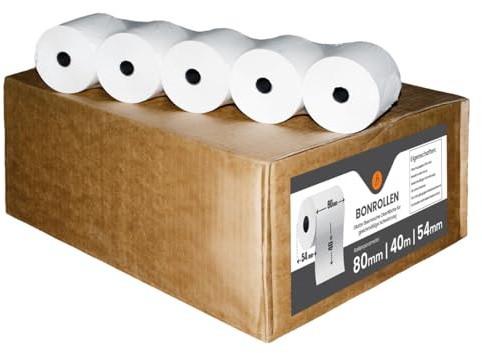 10 Stk. Thermorollen | 80x40x12 mm Ø54mm | Länge: 40 m | BPA frei | Kassenrollen für alle Kassensysteme Bonrollen Drucker | Thermopapier made in Germany | HUTNER
