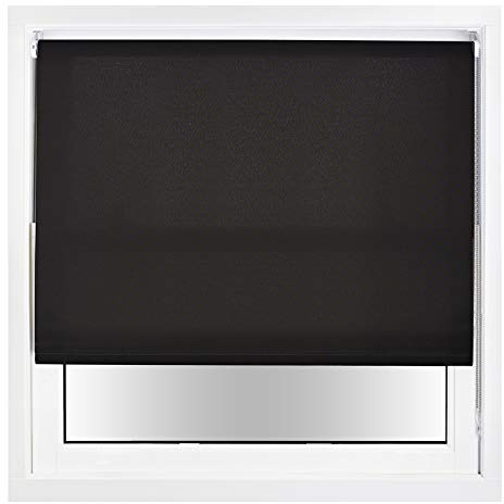 FURNISHED Daylight Roller Blinds with Metal Fittings, Trimmable - Black, 45W x 165H cm