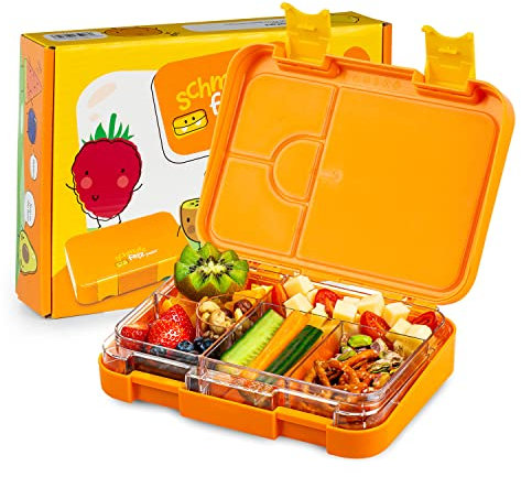 schmatzfatz Fiambrera Infantil con Compartimentos, Tupper Niños Colegio, Taper Infantil de Colores, Loncheras para Niños con Secciones sin BPA y a Prueba de Fugas, Apta para Lavavajillas