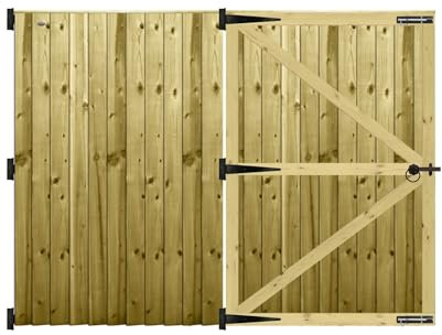 Premier Garden Supplies PGS Feather Edge Fully Framed Capped Flat Top Made to Measure Driveway Gates Measurements Height 5ft - 6ft (150-180cm) x Width: 213cm - 244cm +450mm Hinge Ring Latch Kit